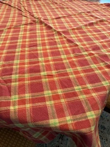 Vintage 60” Round Cotton TABLECLOTH RED GREEN YELLOW PLAID - Picture 1 of 6