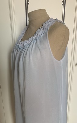 Chemise De Nuit Longue Vintage Dentelle Bleu Pervenche Taille 42/44