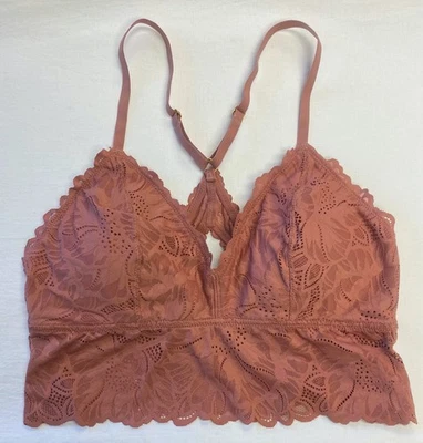 Aerie Holiday Best Lace Padded Racerback Bralette -- LET'S MAUVE L - Image 1 of 4