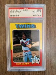 1975 OPC Rod Carew PSA 8 NM- Mint #600 O-Pee-Chee - Picture 1 of 2