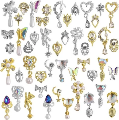 48 piezas Uñas Cristal AB Estrás, Uñas Diamantes Vidrio Metal Gemas Joyas Piedra... Foto 1 de 4