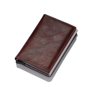 RFID Blocking Pop-Up Credit Card Holder WALLET in a Coffee PU Leather Finish - Picture 1 of 2