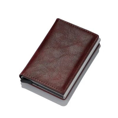 RFID Blocking Pop-Up Credit Card Holder WALLET in a Coffee PU Leather Finish - Image 1 of 2