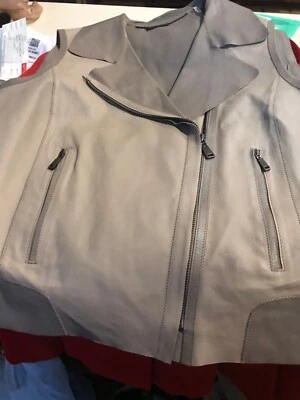 ELIE TAHARI серо-коричневый 100% ягненка кожи Moto жилет Wm Sz США M розничной $298 - Изображение 1 из 4