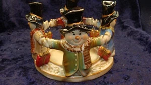 SNOWMEN in A CIRCLE w/PACKAGES ~ 4.5”x5.75”~ VGC ~ Porcelain ~ - Picture 1 of 6