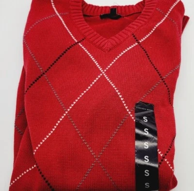 Men’s Ski Sweater V Neck Sweater Long Sleeved Small Christmas GIFT WINE - Image 1 of 4