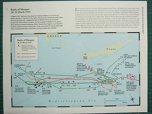 WW2 WWII MAP ~ BATTLE OF MATAPAN 28-29 MARCH 1941 ALLIED AIR ATTACKS SHIPPING - Picture 1 of 1