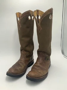 Justin Snake Hunter Tall Cowboy Boots Men's Size 10 D Canvas/Leather - Picture 1 of 8