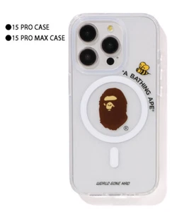 *A BATHNIG APE Goods APE HEAD IPHONE 15 PRO/15 PRO MAX CLEAR CASE 1K30182030-31 - Photo 1 sur 4