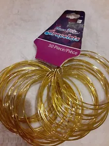 Set of 50 Disco 70s Bracelets Gold Color - Picture 1 of 1