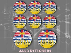 8 x 3D ROUND Stickers Resin Domed Flag British Columbia - Adhesive Decal Vinyl - Picture 1 of 1