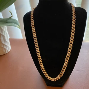 GLD brand Cubic Zirconia Cuban Chain Rose/White Gold Plate 8.5mm 22 inch, UNISEX - Picture 1 of 14
