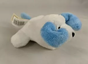 Dan Dee White Dog Blue Ears Plush 4 Inch Squeeze Pinch Stuffed Animal toy - Picture 1 of 10