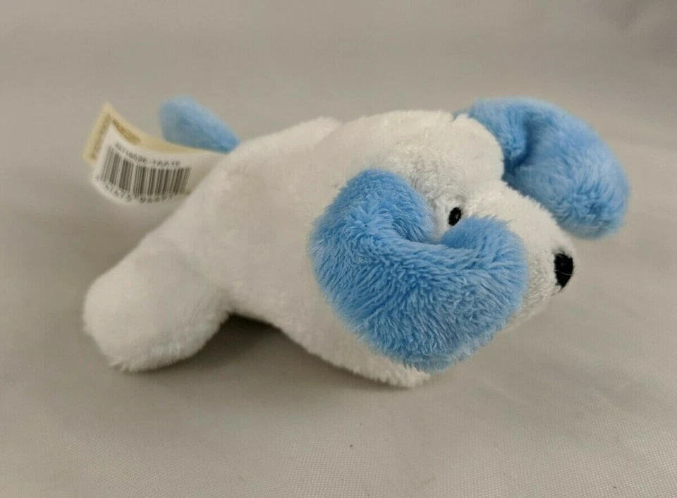 Dan Dee White Dog Blue Ears Plush 4 Inch Squeeze Pinch Stuffed Animal toy - Image 1 of 4
