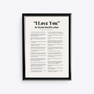 Taylor Swift I love you impresión letras de canciones póster musical decoración Swiftie A2 A3 A4 - Imagen 1 de 4