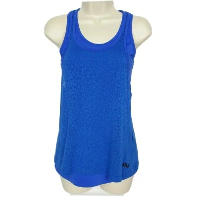 Camiseta sin mangas deportiva FILA para mujer con espalda deportiva XS azul estampado de leopardo cuello redondo Foto 1 de 4