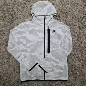 Nike Hoodie Herren Small Weiß Camouflage Tech Fleece Sweatshirt Swoosh Camo Creme - Bild 1 von 13