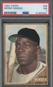 1962 Topps Minnie Minoso #28 PSA 7 “NM” St. Louis Cardinals HOF CENTERED BEAUTY - Picture 1 of 2