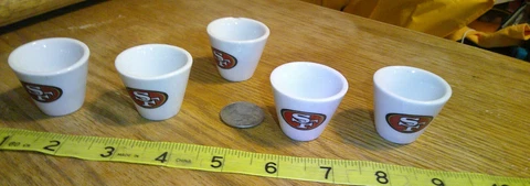 5 NFL FOOTBALL MINI PORCELAIN SHOT GLASS/cup San Francisco 49ers Cover