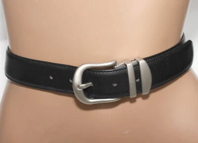 Cinturón de vestir de cuero negro con cremallera money - Hebilla y lazo plateados - Talla 36 Foto 1 de 4