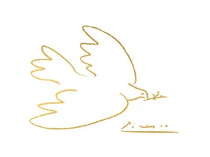 Pablo Picasso Dove of Peace IN CHIC GOLD Imitation 16x12 Canvas Gallery Wrap - Picture 1 of 1