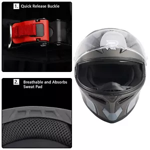 DOT Motorcycle Helmet Adult Street Full Face Gray White H9 - Picture 1 of 25