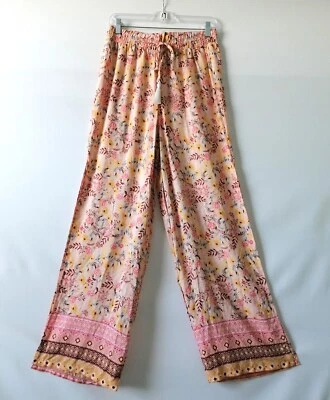 Pantalón harén floral abertura lateral cintura cordón rosa New Look para mujer talla grande Foto 1 de 4