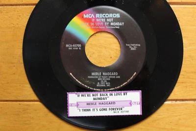 MERLE HAGGARD IN LOVE BY MONDAY 45RPM 7" VINYL JUKEBOX RECORD + TITLE STRIP NM- - Image 1 of 4
