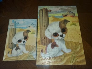 Big Eye Gig KITTY PUPPY VINTAGE JIGSAW PUZZLE Dog Beach Boat Vintage COMPLETE - Picture 1 of 12
