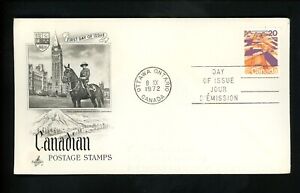 Histoire postale Canada FDC #596 Prairies 1972 artisanat