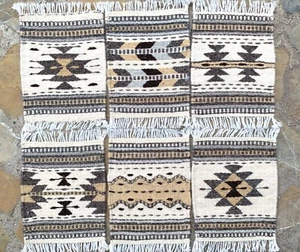 Erdige Farbe Wolle Tasse Untersetzer, Handgewebt Geometrisch Wandteppich Set 6 Mini Teppiche - Bild 1 von 8