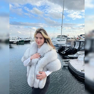 Womens Luxury Real Vulpes Fox Fur Cape Coat Jacket Poncho Warm Shawl Multi-color - Picture 1 of 27