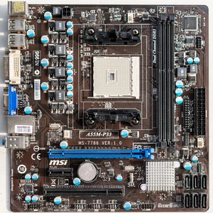 MSI A55M-P33 FM1 Mainboard MicroATX AMD APU Llane Windows XP Ready - Bild 1 von 6