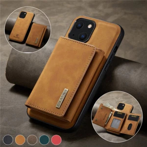 For iPhone 16 15 14 13 12 Pro Max 8 Removable Magnetic Leather Wallet Case Cover - Picture 1 of 71