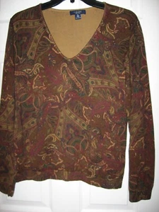 Ralph Lauren, chaps, suéter jersey, cuello en V sencillo, multicolor, manga larga, algodón, XL - Imagen 1 de 9