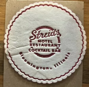 STREID'S FAMOUS RESTAURANT BLOOMINGTON ILLINOIS VINTAGE PAPER COASTER - Picture 1 of 3