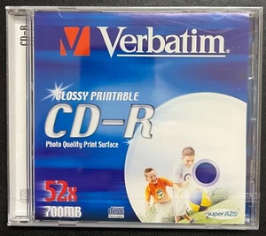 Verbatim Glossy Printable CD-R Phooto Quality Print Surface 52 x 700MB - Afbeelding 1 van 2