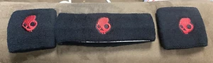 NEW Skullcandy Black & Red Skull Candy Wrist Bands & Headband - Picture 1 of 8