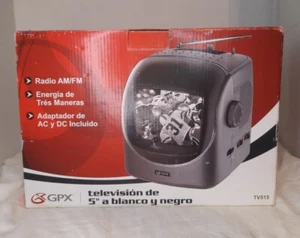 NEW! Vintage GPX Portable 5” Black & White TV AM/FM Radio Reciever Model TV515 - Picture 1 of 3
