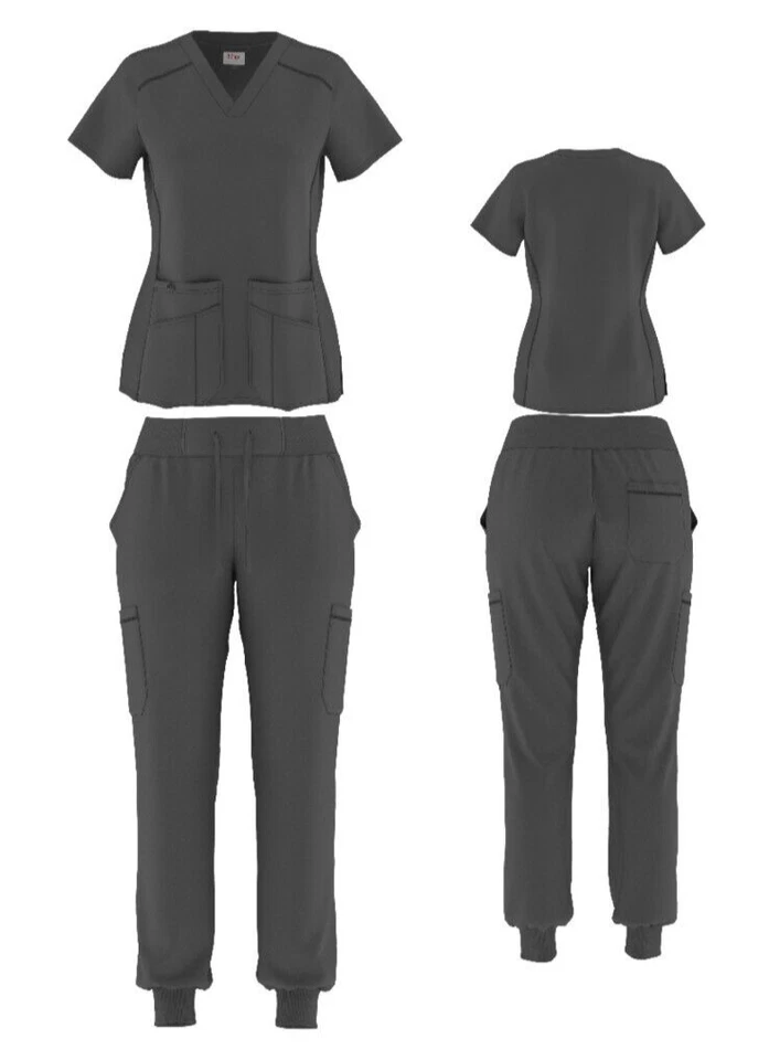 Scrub дом - олова скраб набор (XL женщин эластичной скрабы комплект Топ и брюки) - Изображение 1 из 1