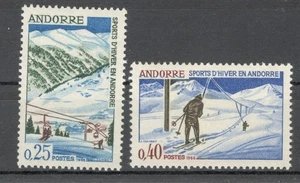 ANDORRA FRANCIA - SELLO MNH - DEPORTES DE INVIERNO - Mi.No. 195/196 - 1966. - Imagen 1 de 2