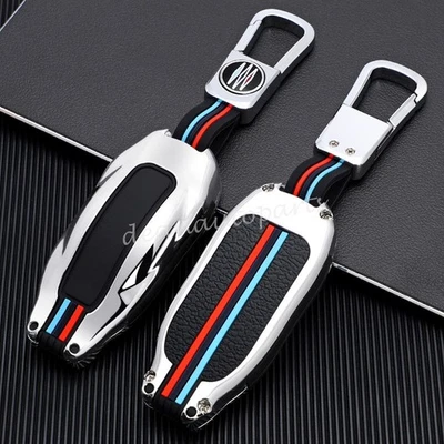 Zinc Alloy Car Key Fob Ring Chain Cover Case For Tesla Model 3 Y S 2012-2024 - Image 1 of 4