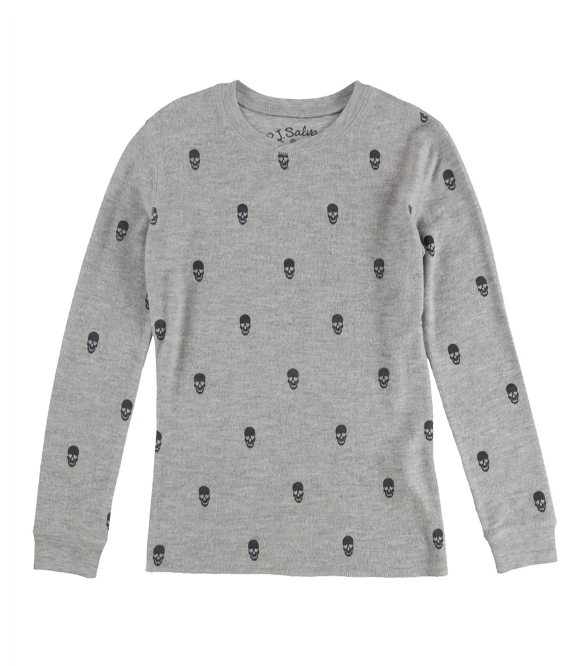 P.J. Salvage Girls Skulls Pajama Sweater, Grey, Big Kids (8-20), M (10) - Image 1 of 2