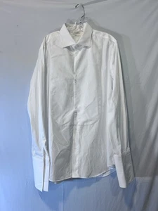 Camisa Esmoquin Suitsupply Blanca Algodón Egipcio Gofre Sin Botones Delgada 46/18 - Imagen 1 de 4