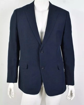 NORDSTROM Men's Shop Italian Ormezzano Linen Navy Dual-Vent Slim Blazer 44L - Image 1 of 4