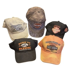 Lot Of 5 VTG Harley Davidson Ball Caps Trucker Cleaned Rugged Motorcycle Rider - Picture 1 of 12