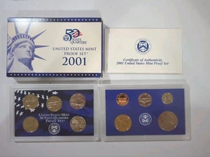 2001 U.S. Mint Proof Set – Complete 10 Coin Set with Box & COA – Includes State - Picture 1 of 4