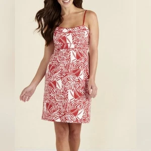 Vineyard Vines Red White Sailboat Print Cotton Dress Size 8 Nautical Summer - Picture 1 of 9