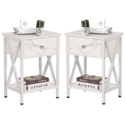 Modern Versatile Nightstands X-Design Side End Table Night Stand Storage Shel... - Image 1 of 4