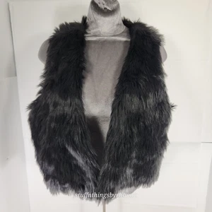 New With Tags Iman Women's Black Faux Fur Vest Size Small - Picture 1 of 7